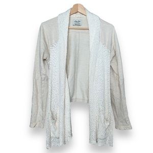 Lucky Lotus by Lucky Brand Cream Open Front Cardigan Sweatshirt | EUC Size M